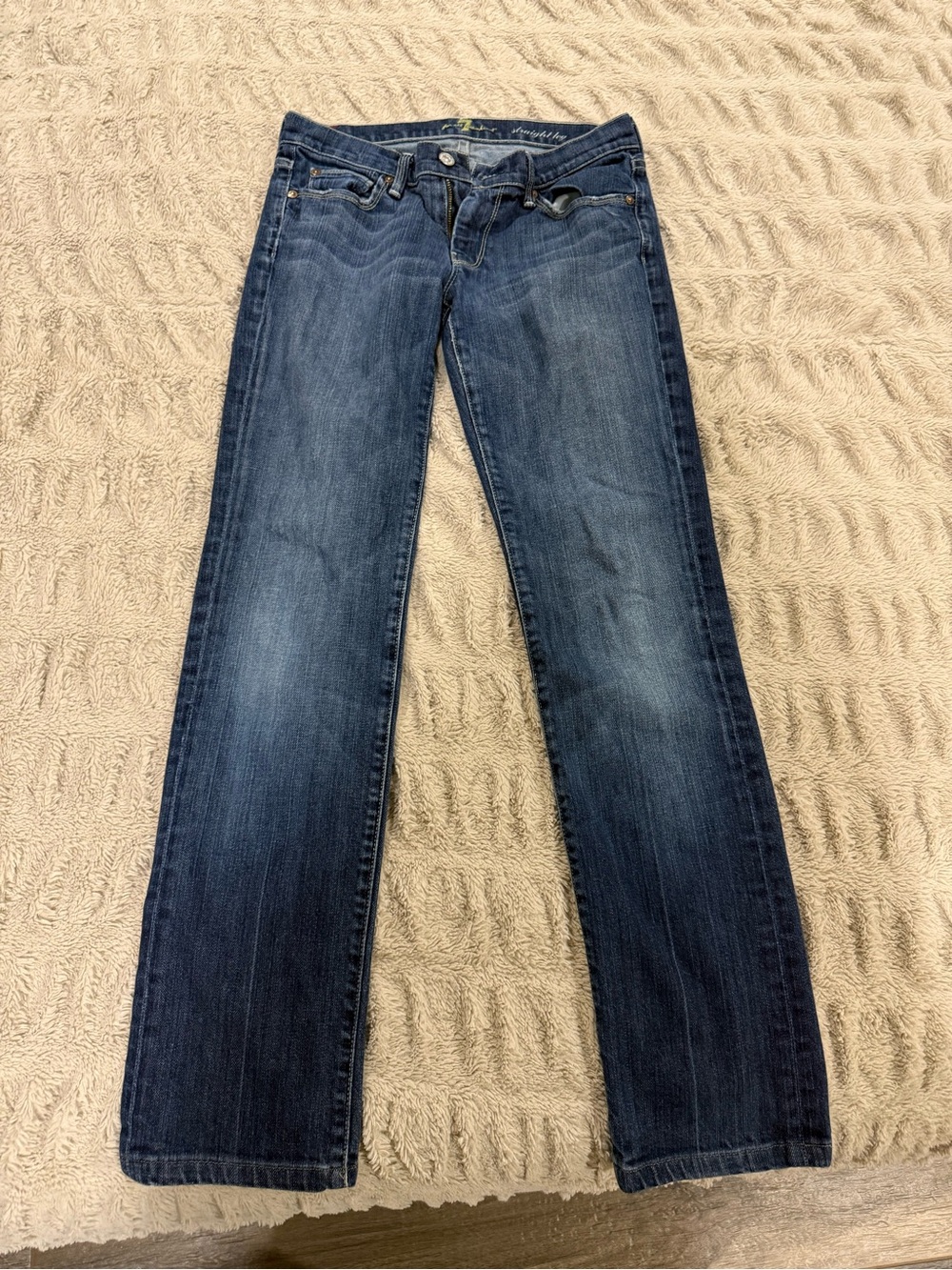 7 For All Mankind Dark Blue Straight Leg Jeans